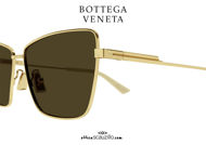 shop online new Bottega Veneta BV 1195 rectangular cat eye metal sunglasses col.002 gold on otticascauzillo.com acquisto online nuovo Occhiale da sole metallo rettangolare cat eye Bottega Veneta BV 1195 col.002 oro
