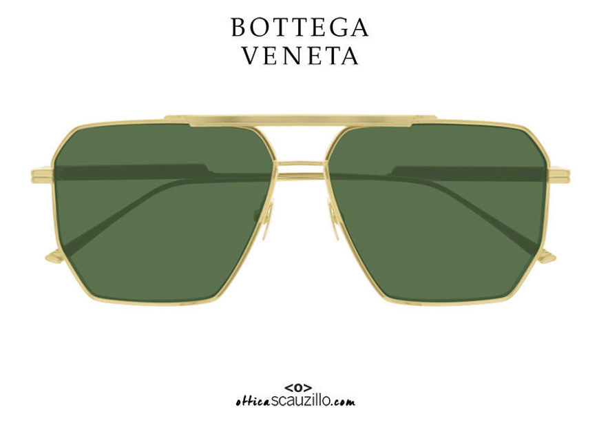 shop online new Oversized square gold aviator sunglasses Bottega Veneta BV 1012 col.004 green lenses on otticascauzillo.com acquisto online nuovo Occhiale da sole aviator oro squadrato oversize Bottega Veneta BV 1012 col.004 lenti verdi