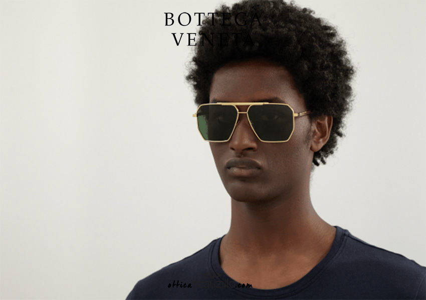 Oversized square gold aviator sunglasses Bottega Veneta BV 1012 col.004 ...