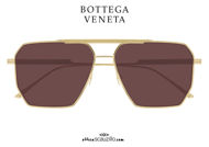 shop online new Oversized square gold aviator sunglasses Bottega Veneta BV 1012 col.0054 brown lenses on otticascauzillo.com acquisto online nuovo Occhiale da sole aviator oro squadrato oversize Bottega Veneta BV 1012 col.0054 lenti marroni