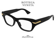shop online new Thick cat eye eyeglasses Bottega Veneta BV 1152 col.001 black on otticascauzillo.com acquisto online nuovo Occhiale da vista cat eye spesso Bottega Veneta BV 1152 col.001 nero