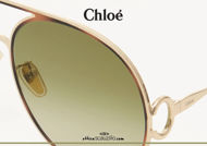 Acquista online su otticascauzillo.com il tuo nuovo occhiale da sole a goccia aviator oversize metallo Chloè col. 0145 oro e avana