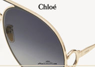Acquista online su otticascauzillo.com il tuo nuovo occhiale da sole a goccia aviator oversize metallo Chloè col. 0145 oro e nero