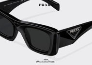 shop online new Square pointed sunglasses PRADA SPR 13ZS col. black Kendall Jenner on otticascauzillo.com acquisto online nuovo Occhiale da sole squadrato a punta PRADA SPR 13ZS col. nero Kendall Jenner.