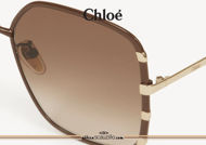 Acquista online su otticascauzillo.com il tuo nuovo occhiale da sole quadrato metallo Celeste Chloè col. 0143 marrone e oro