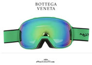 shop online new Bottega Veneta green ski goggle with green mirror lenses on otticascauzillo.com acquisto online nuova Maschera da sci Bottega Veneta verde con lenti a specchio verde