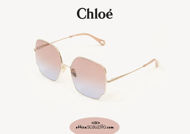 Acquista online su otticascauzillo.com il tuo nuovo occhiale da sole squadrato metallo Joni Chloè col. 0092 oro, corallo blu