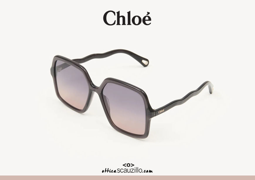 Acquista online su otticascauzillo.com il tuo nuovo occhiale da sole squadrato acetato Zelie Chloè col. 0086 grigio trasparente