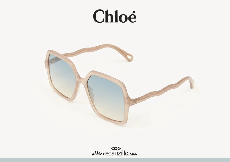 Acquista online su otticascauzillo.com il tuo nuovo occhiale da sole squadrato acetato Zelie Chloè col. 0086 opal brown nude