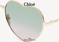 Acquista online su otticascauzillo.com il tuo nuovo occhiale da sole a cuore in metallo Milane Chloè col. 0071 gold green/pink