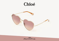 Acquista online su otticascauzillo.com il tuo nuovo occhiale da sole a cuore in metallo Milane Chloè col. 0071 gold red/orange
