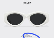 shop online new Bold oval sunglasses PRADA SPR 20ZS col. white on otticascauzillo.com acquisto online nuovo Occhiale da sole ovale spesso PRADA SPR 20ZS col. bianco