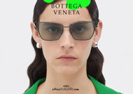 shop online new Bottega Veneta BV 1223 col.003 silver oversized metal sunglasses on otticascauzillo.com acquisto online nuovo Occhiale da sole metallo oversize Bottega Veneta BV 1223 col.003 argento