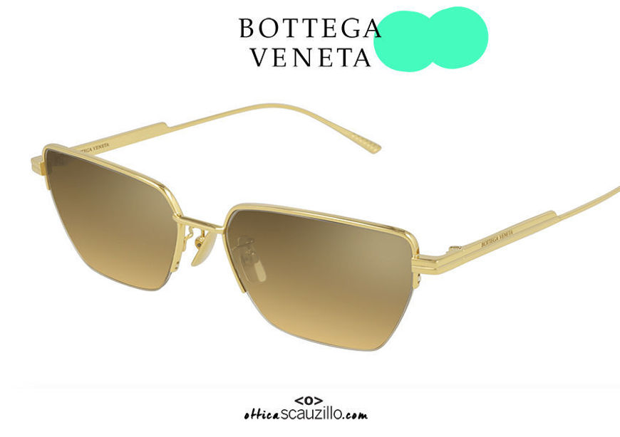 shop online new Bottega Veneta BV 1107 col.002 gold trapeze metal sunglasses on otticascauzillo.com acquisto online nuovo Occhiale da sole in metallo a trapezio Bottega Veneta BV 1107 col.002 oro