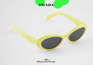 shop online new Narrow oval sunglasses PRADA SPR 26ZS col. yellow cedar on otticascauzillo.com acquisto online nuovo Occhiale da sole ovale stretto PRADA SPR 26ZS col. cedro giallo