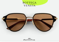 shop online new Bottega Veneta BV 1271 col. 002 gold aviator glaze sunglasses on otticascauzillo.com acquisto online nuovo Occhiale da sole a glaze aviator Bottega Veneta BV 1271 col. 002 oro