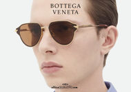 shop online new Bottega Veneta BV 1271 col. 002 gold aviator glaze sunglasses on otticascauzillo.com acquisto online nuovo Occhiale da sole a glaze aviator Bottega Veneta BV 1271 col. 002 oro