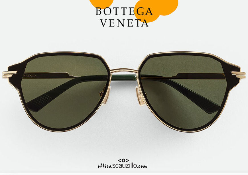 shop online new Bottega Veneta BV 1271 col. 003 gold and green aviator glaze sunglasses on otticascauzillo.com acquisto online nuovo Occhiale da sole a glaze aviator Bottega Veneta BV 1271 col. 003 oro e verde