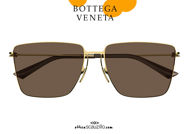 shop online new Bottega Veneta BV 1267 rectangular thin metal sunglasses col. 002 brown on otticascauzillo.com acquisto online nuovo Occhiale da sole metallo sottile rettangolare Bottega Veneta BV 1267 col. 002 marrone