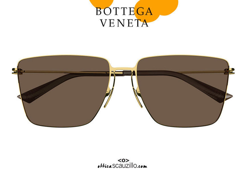 shop online new Bottega Veneta BV 1267 rectangular thin metal sunglasses col. 002 brown on otticascauzillo.com acquisto online nuovo Occhiale da sole metallo sottile rettangolare Bottega Veneta BV 1267 col. 002 marrone