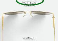 shop online new Bottega Veneta BV 1267 rectangular thin metal sunglasses col. 004 gold and green on otticascauzillo.com acquisto online nuovo Occhiale da sole metallo sottile rettangolare Bottega Veneta BV 1267 col. 004 oro e verde