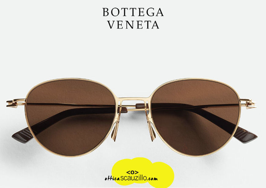 shop online new Thin panthos round sunglasses Bottega Veneta BV 1268 col. 002 brown on otticascauzillo.com acquisto online nuovo Occhiale da sole tondo panthos sottile Bottega Veneta BV 1268 col. 002 marrone