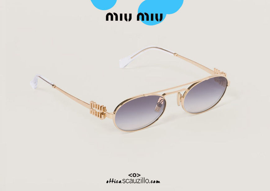 shop online new MIUMIU 54ZS oval metal double bridge sunglasses col. gold on otticascauzillo.com acquisto online nuovo Occhiale da sole doppio ponte ovale metallo MIUMIU 54ZS  col. oro