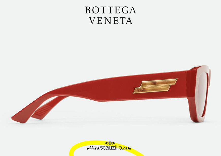 shop online new Bottega Veneta BV 1252 oversized rectangular sunglasses col. orange on otticascauzillo.com acquisto online nuovo Occhiale da sole rettangolare oversize Bottega Veneta BV 1252 col. arancione