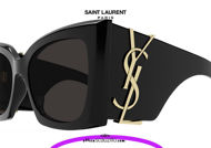 shop online new Oversized black Saint Laurent M 119 sunglasses with gold YSL logo on otticascauzillo.com acquisto online nuovo Occhiale da sole oversize Saint Laurent  M 119 nero con logo YSL oro