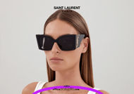shop online new Oversized black Saint Laurent M 119 sunglasses with gold YSL logo on otticascauzillo.com acquisto online nuovo Occhiale da sole oversize Saint Laurent  M 119 nero con logo YSL oro