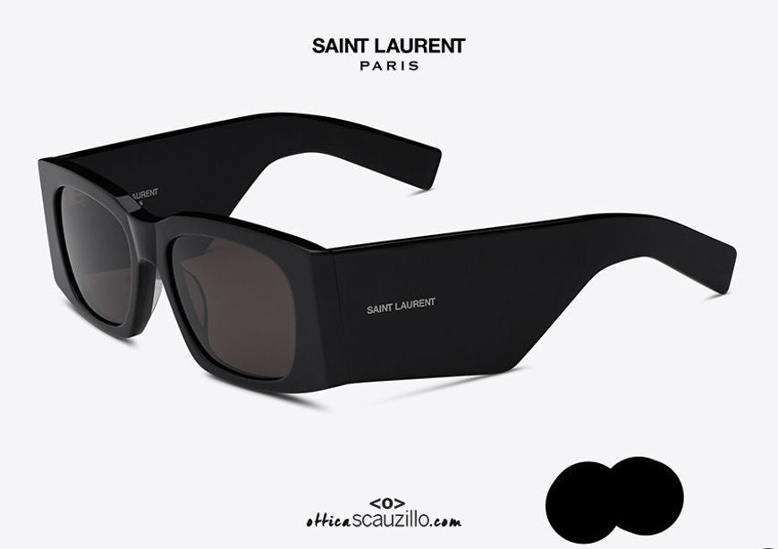 shop online new Saint Laurent SL 654 black bold oversized rectangular sunglasses on otticascauzillo.com  acquisto online nuovo Occhiale da sole rettangolare bold oversize Saint Laurent  SL 654 nero