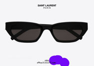 shop online new Saint Laurent M 126 black narrow rectangular sunglasses with metal YSL logo on otticascauzillo.com acquisto online nuovo  Occhiale da sole rettangolare stretto Saint Laurent  M 126 nero con logo YSL metallo