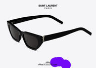 shop online new Saint Laurent M 126 black narrow rectangular sunglasses with metal YSL logo on otticascauzillo.com acquisto online nuovo  Occhiale da sole rettangolare stretto Saint Laurent  M 126 nero con logo YSL metallo