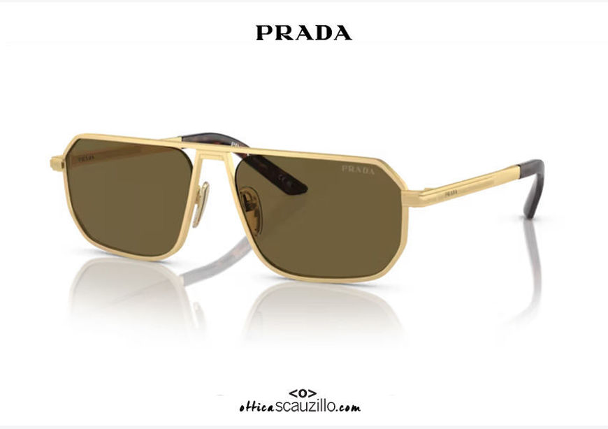 shop online new Metal aviator sunglasses design PRADA SPR A53S col. gold on otticascauzillo.com acquisto online nuovo Occhiale da sole metallo aviator design PRADA SPR A53S col. oro