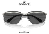 shop online new Wraparound glasant sunglasses with Swarovski line SK 7001 col. silver on otticascauzillo.com acquisto online nuovo Occhiale da sole glasant avvolgente con linea di Swarovski SK 7001 col. argento