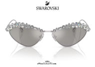 shop online new Oval metal sunglasses with Swarovski SK 7009 col. silver on otticascauzillo.com acquisto online nuovo Occhiale da sole in metallo ovale con Swarovski SK 7009 col. argento