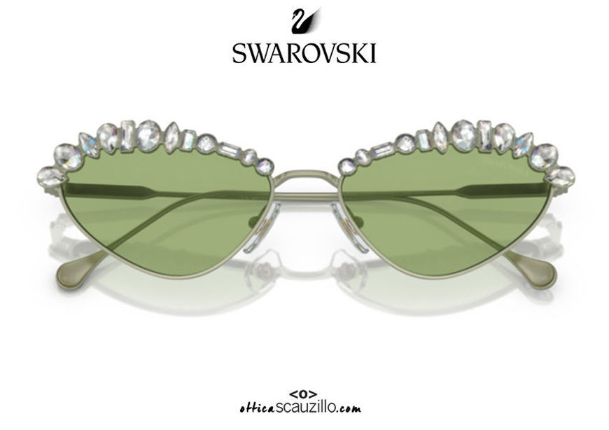 shop online new Oval metal sunglasses with Swarovski SK 7009 col. green on otticascauzillo.com acquisto online nuovo Occhiale da sole in metallo ovale con Swarovski SK 7009 col. verde