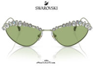shop online new Oval metal sunglasses with Swarovski SK 7009 col. green on otticascauzillo.com acquisto online nuovo Occhiale da sole in metallo ovale con Swarovski SK 7009 col. verde