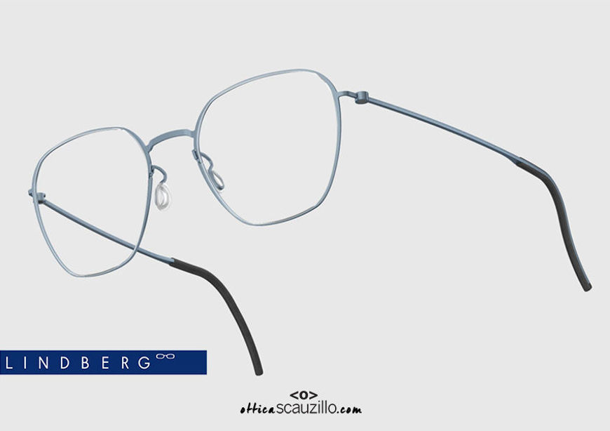 shop online new Trapeze eyeglasses LINDBERG ThinTitanium 5534 col. 107 satin blue on otticascauzillo.com acquisto online nuovo Occhiale da vista trapezio LINDBERG ThinTitanium 5534 col. 107 blu satinato