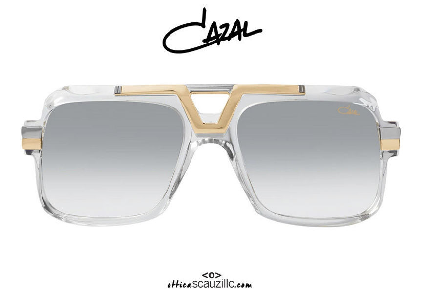 shop online new CAZAL 664 oversized double bridge square sunglasses col. crystal on otticascauzillo.com Occhiale da sole squadrato doppio ponte oversize CAZAL 664 col. cristallo