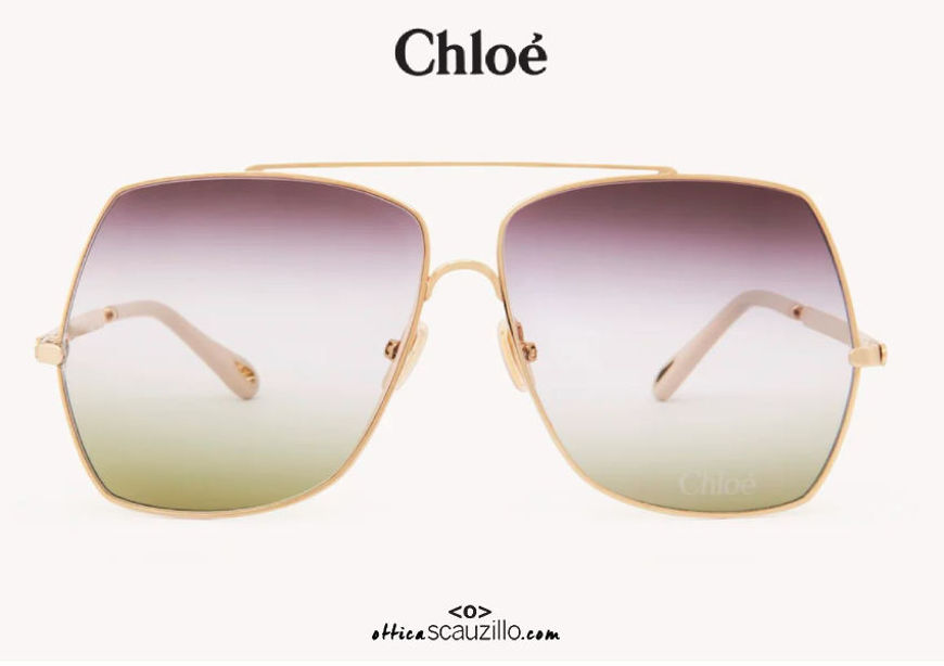 Oversized aviator sunglasses ALY Chloè CH 0278 col. gold two-tone lenses on otticascauzillo.com