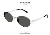 New oval sunglasses Saint Laurent SL693 col.002 silver otticascauzillo.com acquisto online Nuovo occhiale da sole ovale Saint Laurent SL693 col.002 argento	